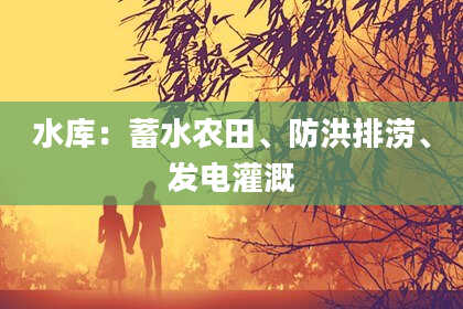 水库：蓄水农田、防洪排涝、发电灌溉